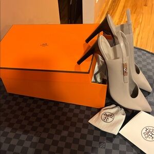 Hermes grey pumps